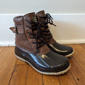 BASS Harlequin Leather and Rubber Duck Boots Women's Size 7M